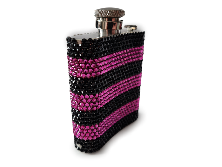 Swarovski Taşlı Kaplı Matara Siyah/Pembe(Outlet)