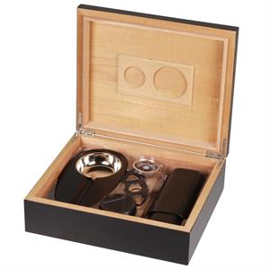 Cedar Alman Puro Kutusu Humidor Seti Siyah 25s