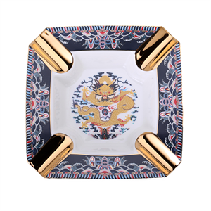 Elegant Chinese Dragon Büyük Boy 4lü Puro Küllüğü Desenli Gold
