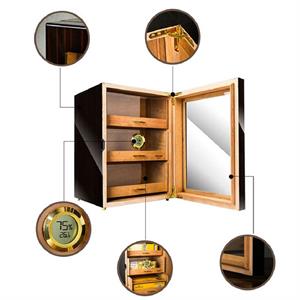 Lubinski Camlı 3 Çekmeceli Humidor Puro Kutusu Maun 100s