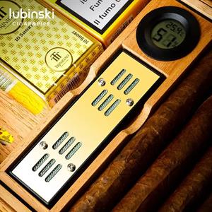 Lubinski Camlı Yılan Deri Ahşap Humidor Puro Kutusu Çakmak-Kesici-Kılıf Set
