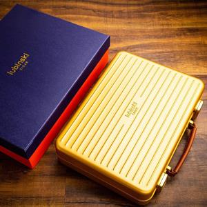 Lubinski Dayanıklı Alüminyum Sedirli Seyahat Puro Sunum Kutusu Humidor 20s Black