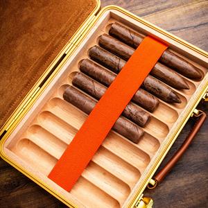 Lubinski Dayanıklı Alüminyum Sedirli Seyahat Puro Sunum Kutusu Humidor 20s Gold