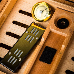 Lubinski Deri Camlı Humidor Puro Kutusu Gri 50s