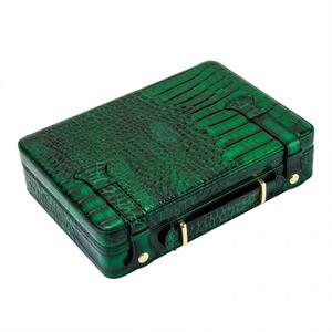 Lubinski Deri Croco Humidor El Çantası Puro Kutusu 18s Yeşil