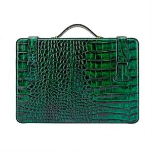 Lubinski Deri Croco Humidor El Çantası Puro Kutusu 18s Yeşil