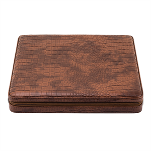 Lubinski Deri Sedirli Seyahat Puro Sunum Kutusu Slim Humidor 10s Kahve
