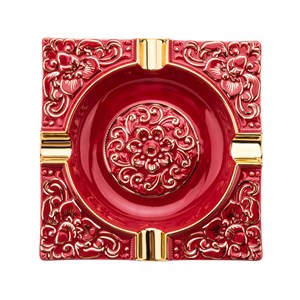 Lubinski Kabartma Motif Porselen Puro Küllüğü Kırmızı/Gold 4lü