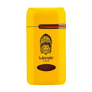 Lubinski Lion Kapaklı Delicili Tek Torch Puro Çakmağı Sarı