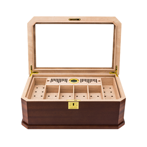 Lubinski New Cedar Camlı Tepsili Puro Kutusu Humidor Kahve 100s
