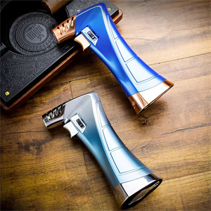 Lubinski New Design Çok Fonksiyonlu Tek Torch Büyük Masa Tipi Puro Çakmağı Blue Ice