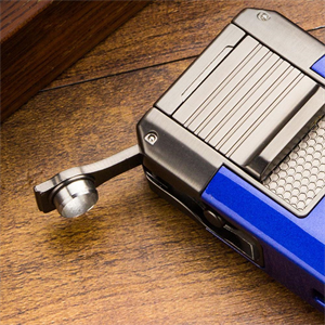 Lubinski Premium Çift Torch Puro Çakmağı Dahili V-Cut Kesici - Delici - İğne- Sehpa Mavi