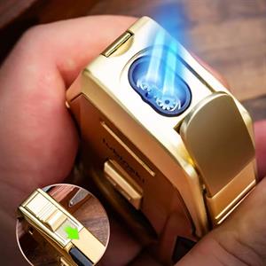 Lubinski Premium Çift Torch Puro Çakmağı Dahili Yarasa Kesici - Delici ve Sehpa Özellikli Siyah