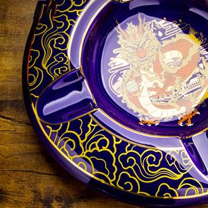 Lubinski Premium Yeni Seri Dörtlü Yuvarlak Puro Küllüğü Mavi