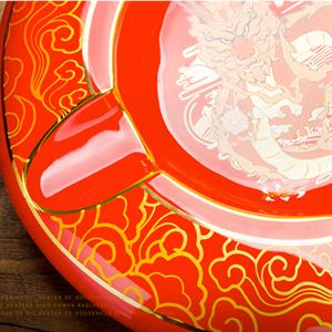 Lubinski Premium Yeni Seri Dörtlü Yuvarlak Puro Küllüğü Kırmızı