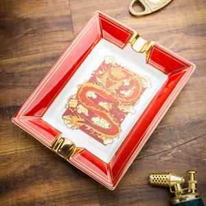 Lubinski Red Elegant Chinise Dragon İkili Puro Küllüğü
