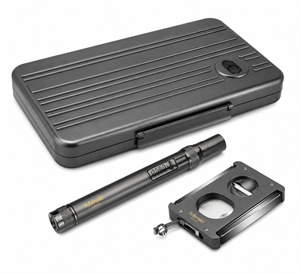 Lubinski Special Edt. Aluminyum Slim Puro Taşıma Çantası Grey Çakmak+V-Cut Kesici/Delici Set