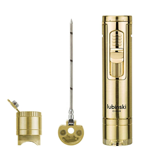 Lubinski Metal Pürmüz Puro Delici İğne ve Sehpalı Çakmak Gold