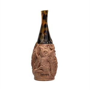 Lubinski Yeni 4 Boy Kullanım Briar Puro Ağızlığı 9mm Filtreli Carved Dragon Brown (38-57 Ring)