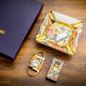 Lubinski Yeni Seri Cuban Design Üçlü Puro Seti Çakmak+Kesici+Küllük