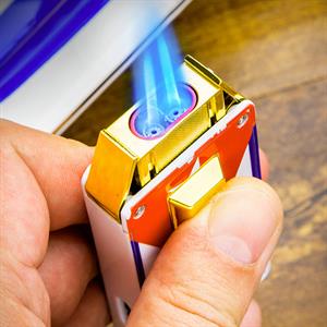 Lubinski Yeni Seri Cuban Flag Design Üçlü Puro Seti Çakmak+Kesici+Küllük