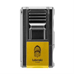 Lubinski Yeni Seri Dahili V-Cutter Delicili ve İğneli Puro Çakmağı Sarı