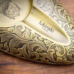 Lubinski Yeni Seri Lion İşleme Metal Tekli Puro Küllüğü - Gold