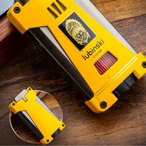 Lubinski Yeni Seri Sehpalı Çift Delicili Üç Torch Puro Çakmağı Gold