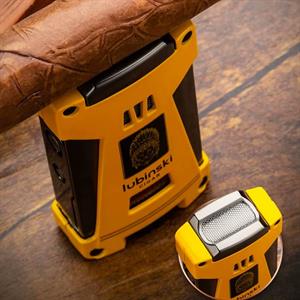 Lubinski Yeni Seri Sehpalı Çift Delicili Üç Torch Puro Çakmağı Gunmetal