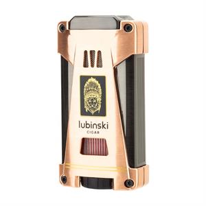 Lubinski Yeni Seri Sehpalı Çift Delicili Üç Torch Puro Çakmağı Gold