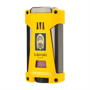 Lubinski Yeni Seri Sehpalı Çift Delicili Üç Torch Puro Çakmağı Sarı