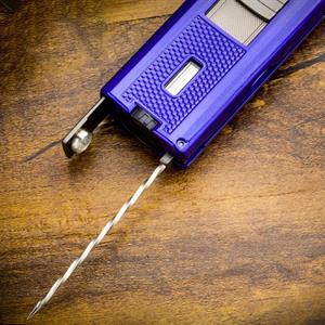 Lubinski Yeni Seri Sehpalı Delicili ve İğneli Üç Torch Puro Çakmağı Mavi