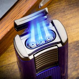 Lubinski Yeni Seri Sehpalı Delicili ve İğneli Üç Torch Puro Çakmağı Yeşil