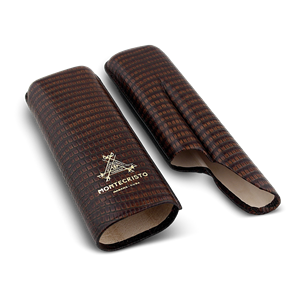 Montecristo Gerçek Deri Puro Kılıfı İkili 64 Ring - Koyu Kahve