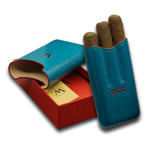 Montes Gerçek Deri El Yapımı Puro Kılıfı Üçlü (52 Ring) Ocean