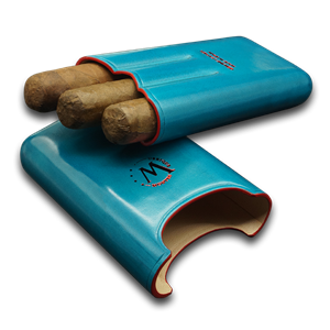 Montes Gerçek Deri El Yapımı Puro Kılıfı Üçlü (52 Ring) Ocean