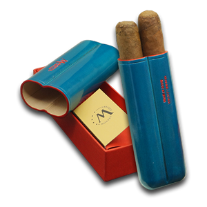 Montes Gerçek Deri El Yapımı Puro Kılıfı İkili (52 Ring) Ocean