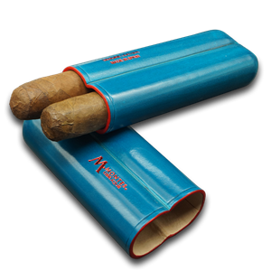 Montes Gerçek Deri El Yapımı Puro Kılıfı İkili (52 Ring) Ocean