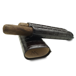 Montes Gerçek Deri El Yapımı Puro Kılıfı İkili (60 Ring) Croco Tabaco