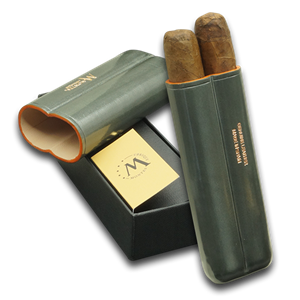 Montes Gerçek Deri El Yapımı Puro Kılıfı İkili (52 Ring) Shadow