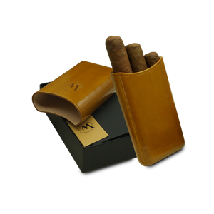 Montes Gerçek Deri El Yapımı Puro Kılıfı Üçlü (52 Ring) Munich