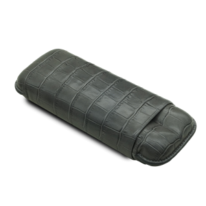 Montes Gerçek Deri El Yapımı Puro Kılıfı İkili (60 Ring) Croco Ceniza