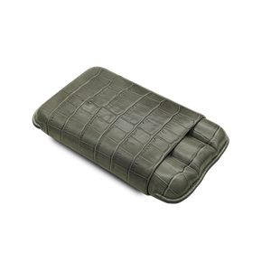 Montes Gerçek Deri El Yapımı Puro Kılıfı Üçlü (60 Ring) Croco Ceniza