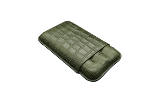 Montes Gerçek Deri El Yapımı Puro Kılıfı Üçlü (60 Ring) Croco Bosque