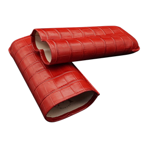 Montes Gerçek Deri El Yapımı Puro Kılıfı İkili (60 Ring) Croco Fuego