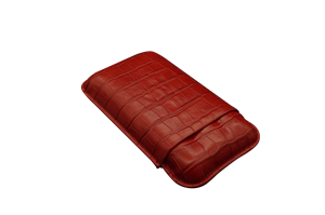 Montes Gerçek Deri El Yapımı Puro Kılıfı Üçlü (60 Ring) Croco Fuego