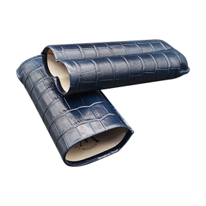 Montes Gerçek Deri El Yapımı Puro Kılıfı İkili (60 Ring) Croco Oceano