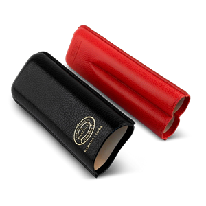 Partagas Series Gerçek Deri Puro Kılıfı İkili 64 Ring - Siyah Kırmızı