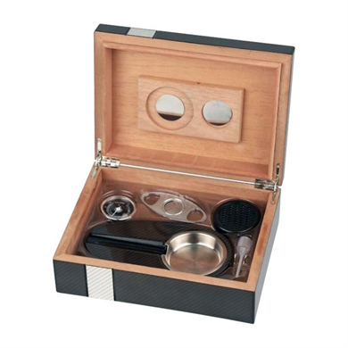 Passatore Karbon Sedir Humidor Puro Seti Siyah 20s