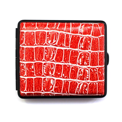 Vom Hofe Germany Deri Kısa Sigara Tabakası 18li (Krom/Croco Kırmızı)